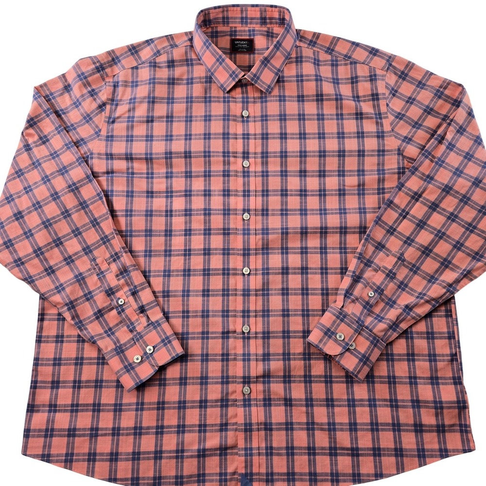 UNTUCKit Shirt Mens 3XL Pink Plaid Long Sleeve Button Up Regular Fit Casual